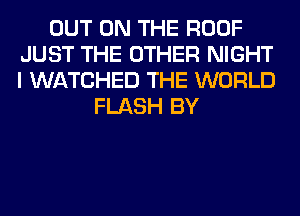 OUT ON THE ROOF
JUST THE OTHER NIGHT
I WATCHED THE WORLD

FLASH BY