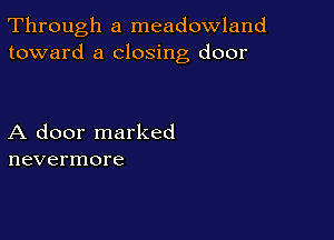 Through a meadowland
toward a closing door

A door marked
nevermore