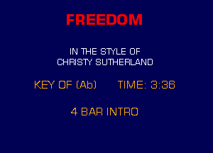 IN THE STYLE OF
CHRISTY SUTHERUlND

KEY OF (Ab) TIME 338

4 BAR INTFIO