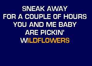 SNEAK AWAY
FOR A COUPLE 0F HOURS
YOU AND ME BABY
ARE PICKIM
VVILDFLOWERS