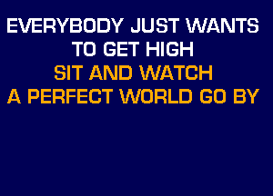 EVERYBODY JUST WANTS
TO GET HIGH
SIT AND WATCH
A PERFECT WORLD GO BY