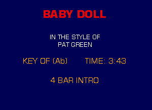 IN THE SWLE OF
PAT GREEN

KEY OF (Ab) TIME 3143

4 BAR INTRO