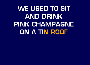 WE USED TO SIT
AND DRINK
PINK CHAMPAGNE
ON A TIN ROOF
