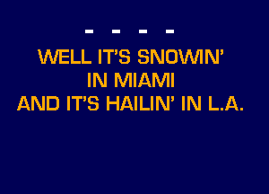 1WELL IT'S SNUWN'
IN MIAMI

AND IT'S HAILIN' IN LA.