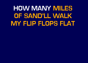 HOW MANY MILES
0F SAND'LL WALK
MY FLIP FLOPS FLAT