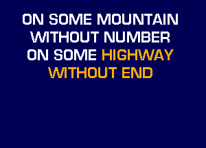 ON SOME MOUNTAIN
VVITHUUT NUMBER
ON SOME HIGHWAY

WITHOUT END