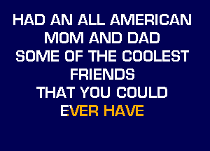 HAD AN ALL AMERICAN
MOM AND DAD
SOME OF THE COOLEST
FRIENDS
THAT YOU COULD
EVER HAVE