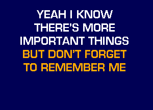 YEAH I KNOW
THERE'S MORE
IMPORTANT THINGS
BUT DON'T FORGET
TO REMEMBER ME