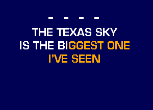THE TEXAS SKY
IS THE BIGGEST ONE

I'VE SEEN