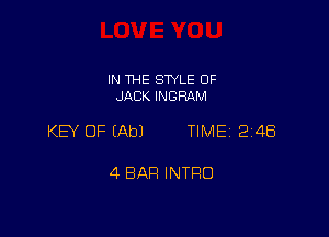 IN THE SWLE OF
JACK INGRAM

KB OF (Ab) TIME 2148

4 BAR INTRO