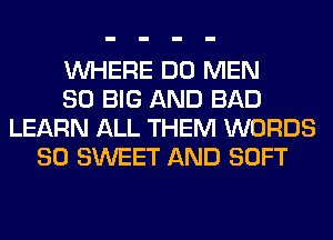 WHERE DO MEN
SO BIG AND BAD
LEARN ALL THEM WORDS
SO SWEET AND SOFT