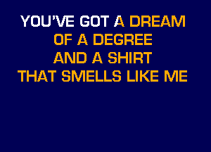 YOU'VE GOT A DREAM
OF A DEGREE
AND A SHIRT

THAT SMELLS LIKE ME