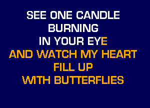 SEE ONE CANDLE
BURNING
IN YOUR EYE
AND WATCH MY HEART
FILL UP
WITH BUTI'ERFLIES
