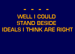 WELL I COULD
STAND BESIDE
IDEALS I THINK ARE RIGHT