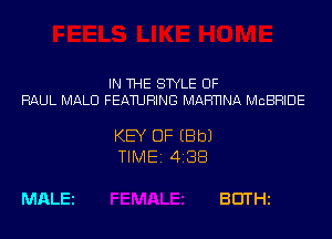 IN THE STYLE 0F
RAUL MALO FEATURING MARTINA MCBRIDE

KEY OF (8b)
TIME 4 38