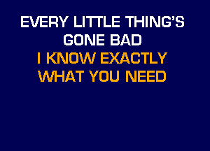 EVERY LITI'LE THING'S
GONE BAD
I KNOW EXACTLY
WHAT YOU NEED