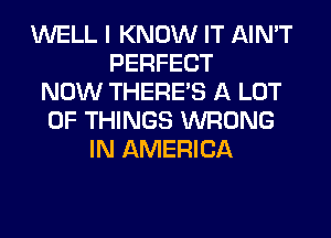 WELL I KNOW IT AIN'T
PERFECT
NOW THERE'S A LOT
OF THINGS WRONG
IN AMERICA