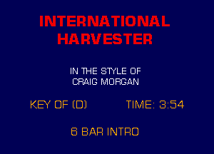 IN 114E STYLE OF
CRAIG MORGAN

KEY OF (0) TIME 354

8 BAR INTRO