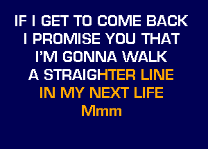 IF I GET TO COME BACK
I PROMISE YOU THAT
I'M GONNA WALK
A STRAIGHTER LINE

IN MY NEXT LIFE
Mmm