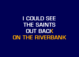 I COULD SEE
THE SAINTS

OUT BACK
ON THE RIVERBANK