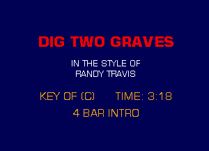 IN THE STYLE 0F
RANDY TRAVIS

KEY OF EC) TIME 3'18
4 BAR INTRO