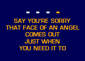 SAY YOU'RE SORRY
THAT FACE OF AN ANGEL
COMES OUT
JUST WHEN
YOU NEED IT TO