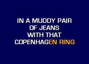 IN A MUDDY PAIR
OF JEANS

WITH THAT
COPENHAGEN RING