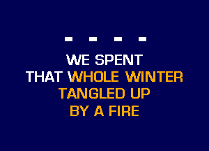 WE SPENT

THAT WHOLE WINTER
TANGLED UP

BY A FIRE