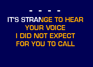 ITS STRANGE TO HEAR
YOUR VOICE
I DID NOT EXPECT
FOR YOU TO CALL