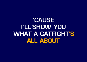 'CAUSE
I'LL SHOW YOU

WHAT A CATFIGHTS
ALL ABOUT