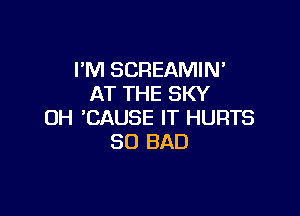 I'M SCREAMIN'
AT THE SKY

OH 'CAUSE IT HURTS
SO BAD