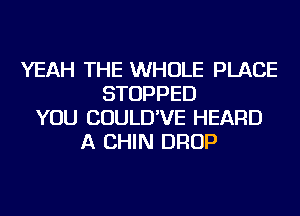 YEAH THE WHOLE PLACE
STOPPED
YOU COULD'VE HEARD
A CHIN DROP