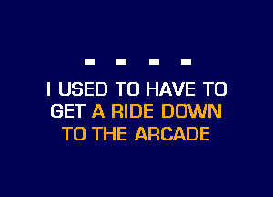 I USED TO HAVE TO
GET A RIDE DOWN
TO THE ARCADE

g