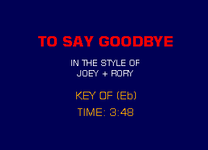 IN THE STYLE 0F
JOEY 4- HOFN

KEY OF (Eb)
TlMEi 3'48