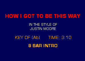 IN THE STYLE OF
JUSNN MOORE

KEY OF (Ab) TIME 3110
8 BAR INTRO