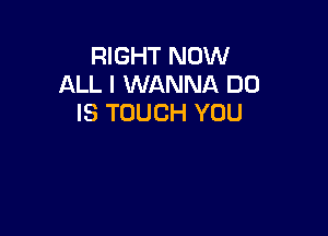 RIGHT NOW
ALL I WANNA DO
IS TOUCH YOU