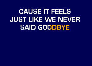 CAUSE IT FEELS
JUST LIKE WE NEVER
SAID GOODBYE