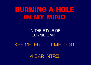 IN THE STYLE OF
CONNIE SMITH

KEY OF (Eb) TIME 281

4 BAR INTRO