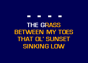 THE GRASS
BETWEEN MY TDES
THAT DL' SUNSET

SINKING LOW

g