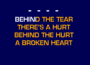 BEHIND THE TEAR
THERE'S A HURT
BEHIND THE HURT
A BROKEN HEART

g
