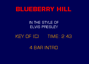 IN THE STYLE OF
ELVIS PRESLEY

KEY OF (C) TIME12i43

4 BAR INTRO