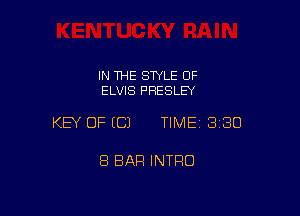 IN THE STYLE OF
ELVIS PRESLEY

KEY OF (C) TIMEI 330

8 BAR INTRO