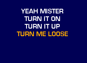 YEAH MISTER
TURN IT ON
TURN IT UP

TURN ME LOOSE