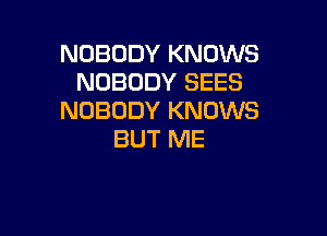 NOBODY KNOWS
NOBODY SEES
NOBODY KNOWS

BUT ME