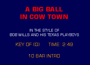 IN THE STYLE UF
BUB WILLS AND HIS TEXAS PLAYBCIYS

KEY OF EGJ TIME1214Q

'IU BAR INTRO