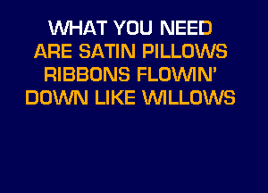 WHAT YOU NEED
ARE SATIN PILLOWS
RIBBONS FLOININ'
DOWN LIKE VVILLOWS
