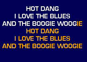 HOT DANG
I LOVE THE BLUES
AND THE BOOGIE WOOGIE
HOT DANG
I LOVE THE BLUES
AND THE BOOGIE WOOGIE