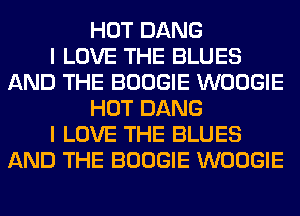 HOT DANG
I LOVE THE BLUES
AND THE BOOGIE WOOGIE
HOT DANG
I LOVE THE BLUES
AND THE BOOGIE WOOGIE