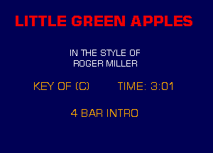 IN THE SWLE OF
HUBER MILLER

KEY OFECJ TIME3101

4 BAR INTRO