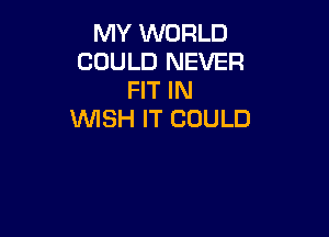 MY WORLD
COULD NEVER
FIT IN

WISH IT COULD